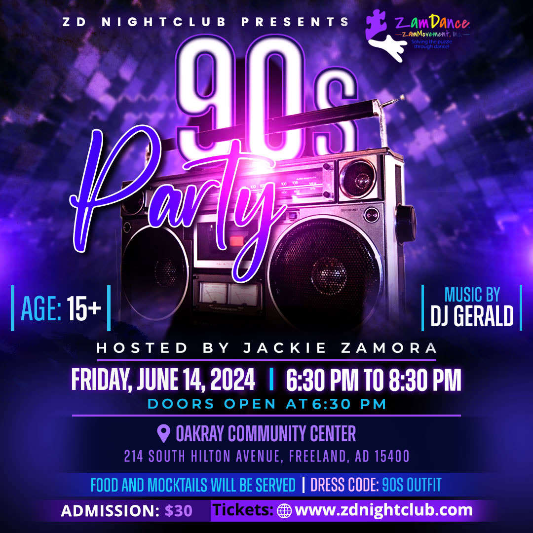 Nightclub 90s party flyer design